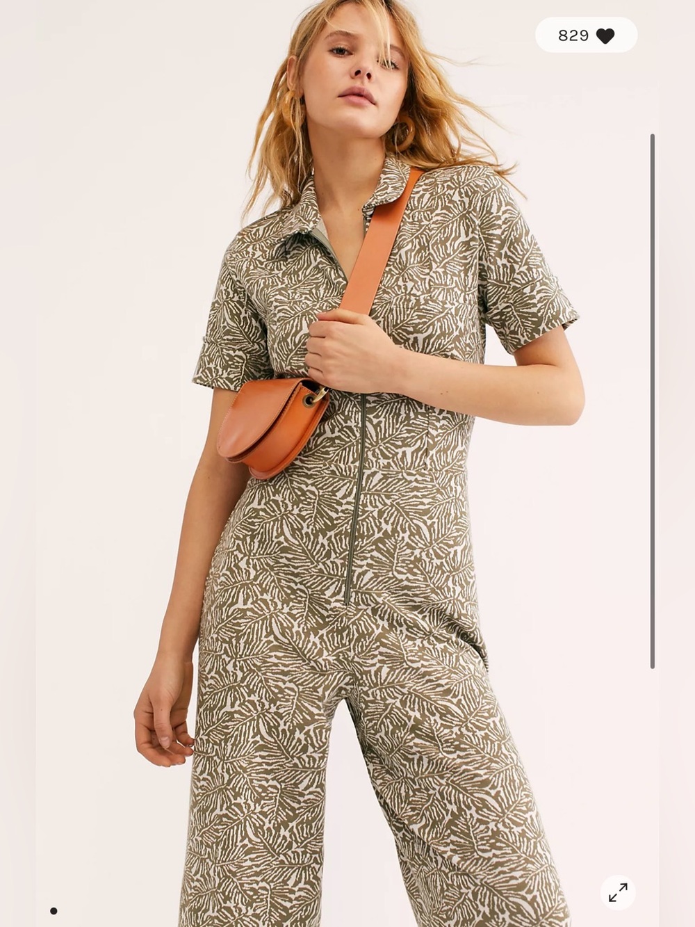 Free People Ellie Palm Print Jumpsuit Medium